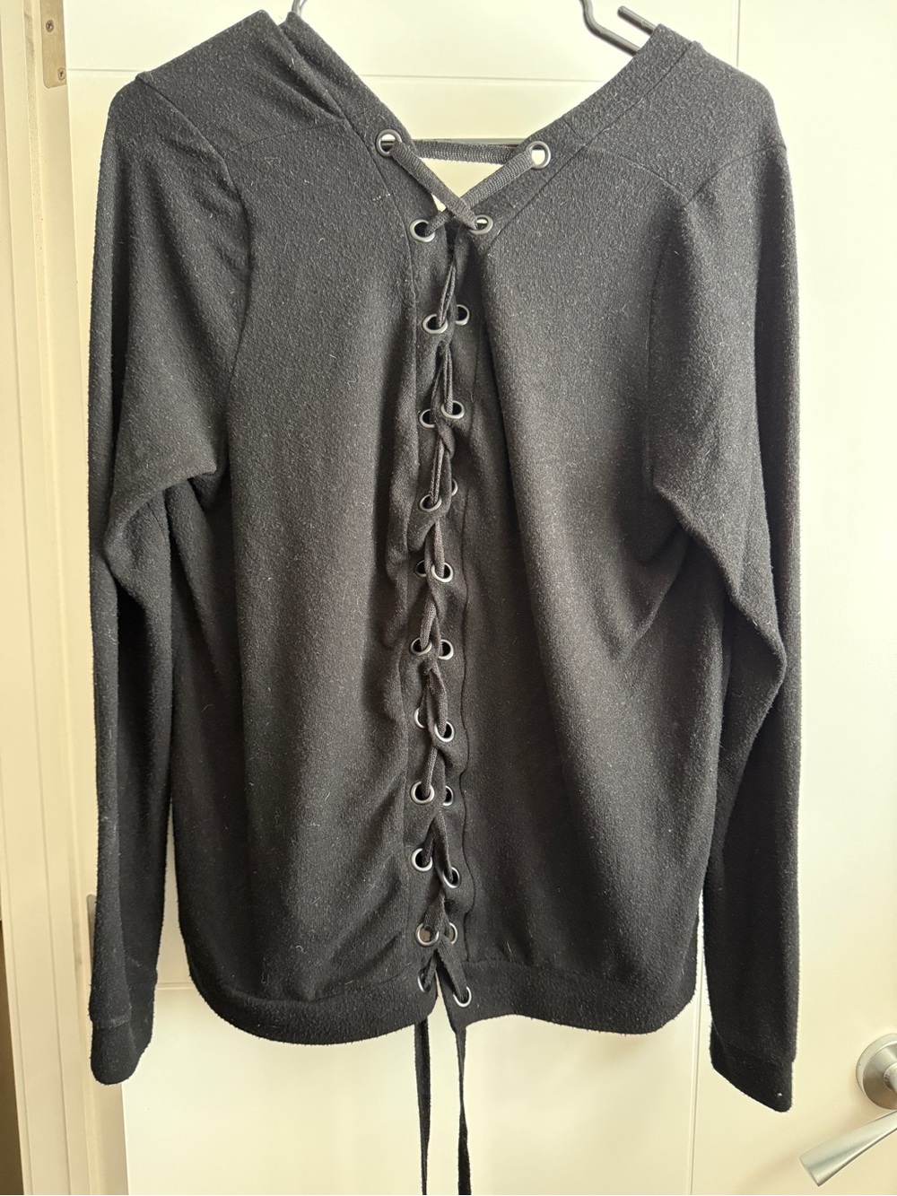 Black Women's Long Sleeve Knit with Tie back